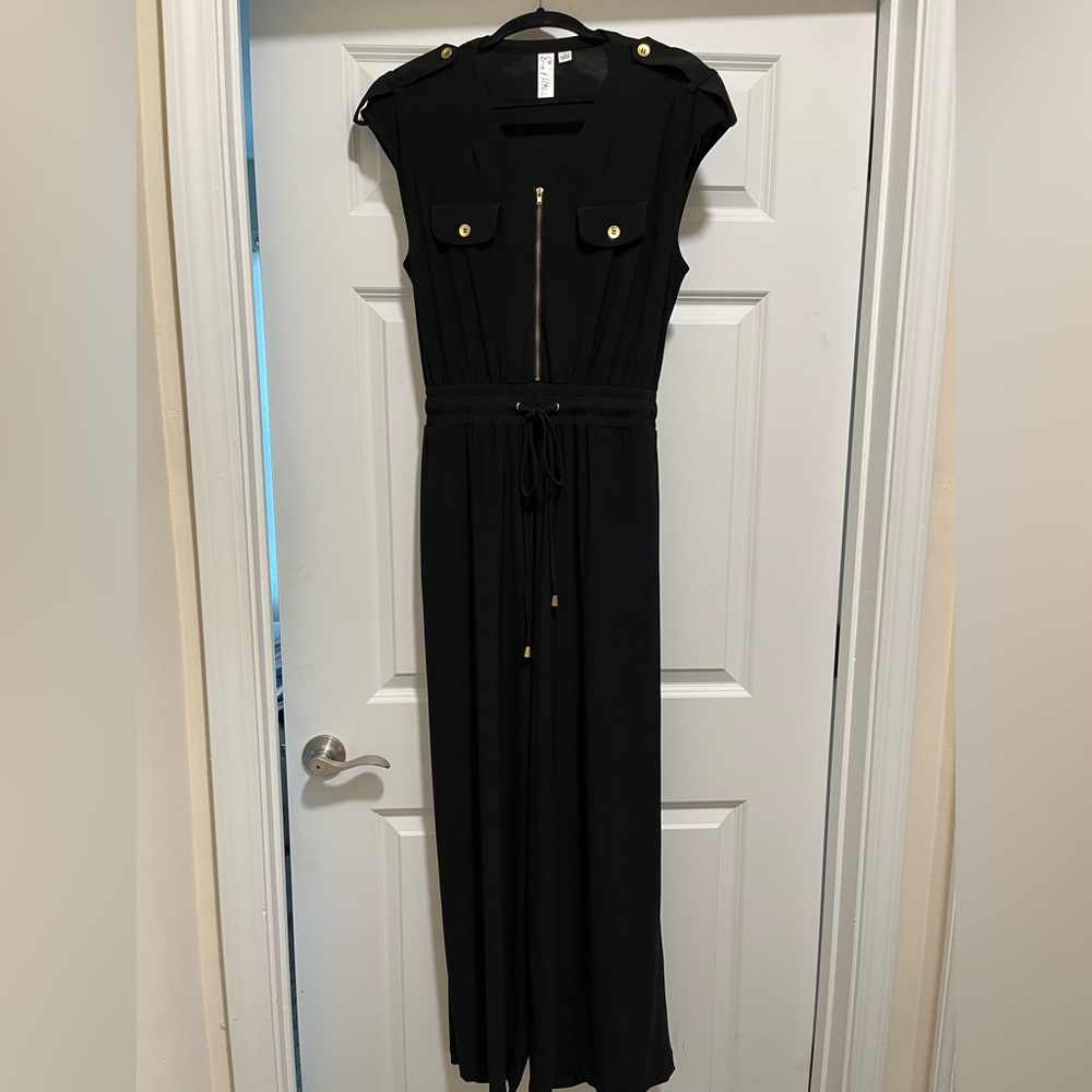 Black Front Zip Jumpsuit Emma & Michele